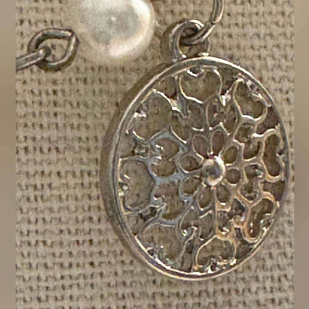 Upcycled Handmade Pearl Charm Necklace - Picture 6 of 7